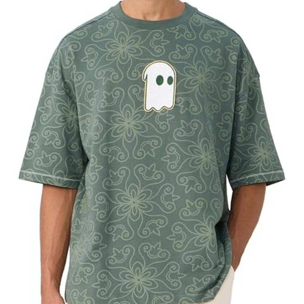 Souled Store Green Cotton Loose Fit Embroidered T-Shirt